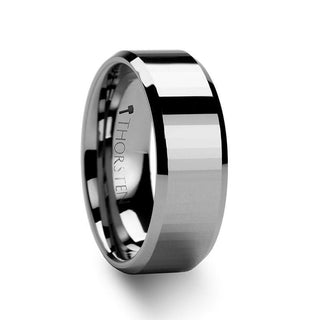 TEREZZA Beveled Tungsten Carbide Wedding Ring with Narrow Rectangular Facets - 4mm & 6mm - Thorsten Rings