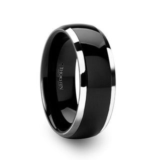 CARRERA Domed Black Ceramic and Tungsten Wedding Band - 6mm - 10mm - Thorsten Rings