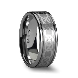 BOSTON Celtic Laser Engraved Tungsten Carbide Ring - 10mm - Thorsten Rings