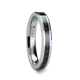 MAXIMA Beveled Tungsten Carbide Ring with Black Carbon Fiber Inlay - 4mm & 6mm - Thorsten Rings