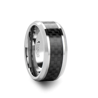INDIANAPOLIS Black Carbon Fiber Inlay Tungsten Carbide Ring - 10mm - Thorsten Rings