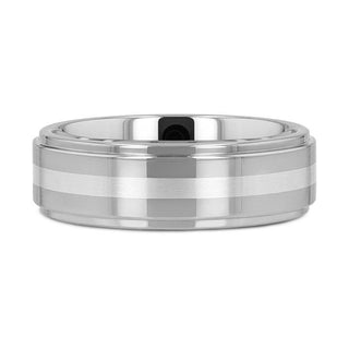 VALKYRIE Raised Center Tungsten Ring with Brushed Stripe - 6mm & 8mm - Thorsten Rings