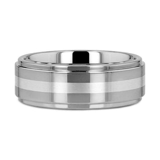 VALKYRIE Raised Center Tungsten Ring with Brushed Stripe - 6mm & 8mm - Thorsten Rings