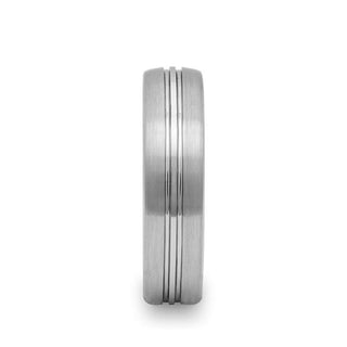 BOSS Tungsten Carbide Ring with Domed Center Groove and Brush Finish - 6mm & 8mm - Thorsten Rings