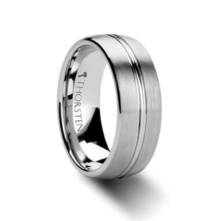 BOSS Tungsten Carbide Ring with Domed Center Groove and Brush Finish - 6mm & 8mm - Thorsten Rings