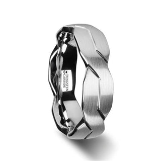 FOREVER White Tungsten Ring with Brushed Carved Infinity Symbol Design - 6mm - 10mm - Thorsten Rings