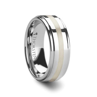 LOKI Silver Inlaid Raised Center Tungsten Carbide Ring - 8mm - Thorsten Rings