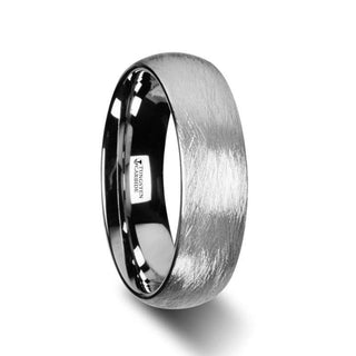 BLACKWALD Domed Tungsten Carbide Ring with Wire Brushed Finish Design - 6mm & 8mm - Thorsten Rings