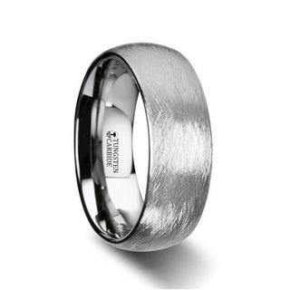 BLACKWALD Domed Tungsten Carbide Ring with Wire Brushed Finish Design - 6mm & 8mm - Thorsten Rings