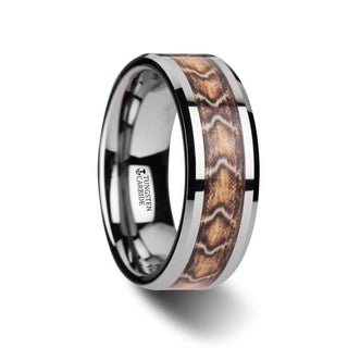 VIPER Tungsten Wedding Ring with Boa Snake Skin Design Inlay - 8mm - Thorsten Rings