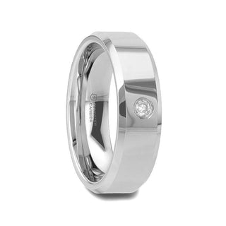 WATERFORD Beveled Diamond Tungsten Wedding Band - 6mm & 8mm - Thorsten Rings