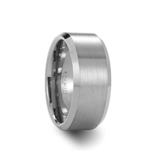 SHIPTON Tungsten Carbide Ring with Brushed Center and Beveled Edges - 10mm - Thorsten Rings