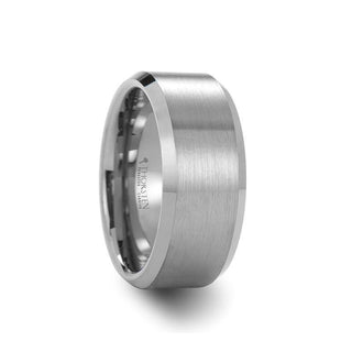 SHEFFIELD Flat Beveled Edges Tungsten Ring with Brushed Center - 4mm - 12mm - Thorsten Rings
