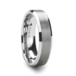 SHEFFIELD Flat Beveled Edges Tungsten Ring with Brushed Center - 4mm - 12mm - Thorsten Rings