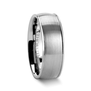 SHEFFORD Rounded Tungsten Carbide Ring with Brushed Center - 6mm & 8mm - Thorsten Rings