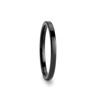 CHARLOTTE Black Flat Shaped Tungsten Wedding Ring for Her - 2mm - Thorsten Rings