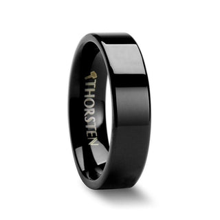 BELLONA Black Flat Tungsten Carbide Wedding Band - 4mm - 6mm - Thorsten Rings