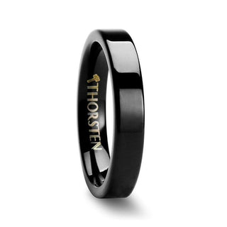 BELLONA Black Flat Tungsten Carbide Wedding Band - 4mm - 6mm - Thorsten Rings