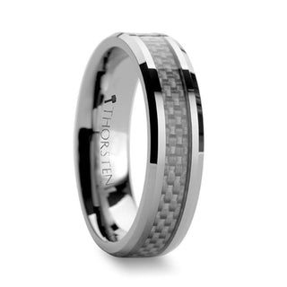 ULTIMA Beveled Tungsten Wedding Band with White Carbon Fiber - 4mm - 6mm - Thorsten Rings