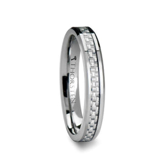 ULTIMA Beveled Tungsten Wedding Band with White Carbon Fiber - 4mm - 6mm - Thorsten Rings