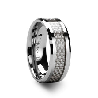 ULTIMA Beveled Tungsten Wedding Band with White Carbon Fiber - 4mm - 6mm - Thorsten Rings