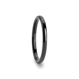 TULSA Domed Black Tungsten Carbide Wedding Band for Women - 2mm - Thorsten Rings