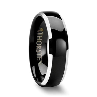 ESPRIT Domed Black Tungsten Ring with Polished Beveled Edges - 4mm - 6mm - Thorsten Rings