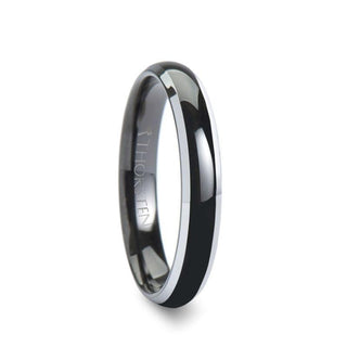 ESPRIT Domed Black Tungsten Ring with Polished Beveled Edges - 4mm - 6mm - Thorsten Rings