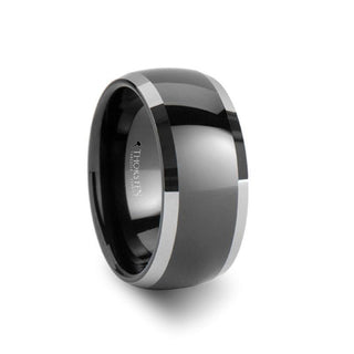 MEMPHIS Domed Black Tungsten Wedding Band with Polished Edges - 10mm - Thorsten Rings