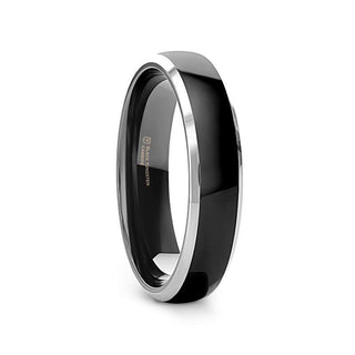 MASERATI Black Tungsten Ring with Polished Domed Beveled Edges - 4mm - 10mm - Thorsten Rings