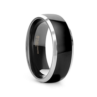 MEMPHIS Domed Black Tungsten Wedding Band with Polished Edges - 10mm - Thorsten Rings