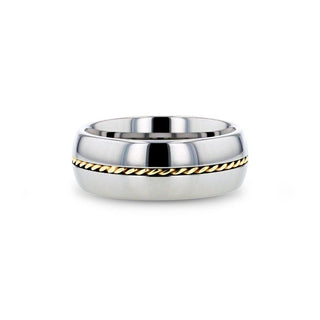 GOLDWYN Braided 14k Gold Inlay Domed Tungsten Ring - 6mm or 8mm - Thorsten Rings