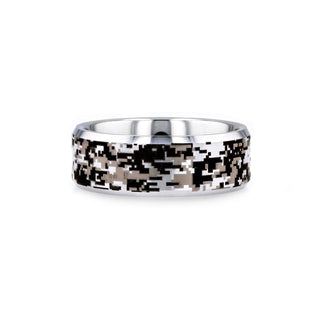 STEALTH Tungsten Carbide Wedding Ring with Engraved Digital Camouflage - 8mm - Thorsten Rings