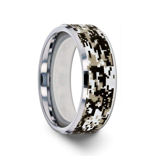 STEALTH Tungsten Carbide Wedding Ring with Engraved Digital Camouflage - 8mm - Thorsten Rings