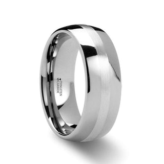 ALTHALOS Palladium Inlaid Domed Tungsten Ring- 6mm & 8mm - Thorsten Rings