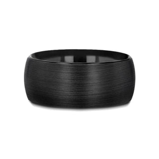 LOUISVILLE Domed Black Tungsten Ring with Brushed Finish - 10mm - Thorsten Rings