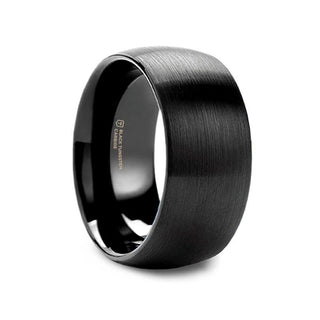 LOUISVILLE Domed Black Tungsten Ring with Brushed Finish - 10mm - Thorsten Rings