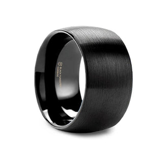 MILWAUKEE Round Black Tungsten Carbide Ring with Brushed Finish - 12mm - Thorsten Rings