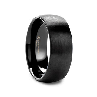 LOUISVILLE Domed Black Tungsten Ring with Brushed Finish - 10mm - Thorsten Rings