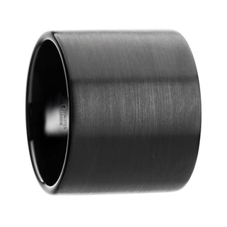 NERO Flat Pipe Cut Black Tungsten Carbide Ring with Brushed Finish - 20mm - Thorsten Rings
