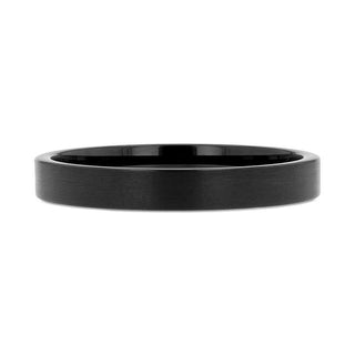 CAROLINA Black Flat Shaped Tungsten Wedding Band for Women with Brushed Finish - 2mm - Thorsten Rings