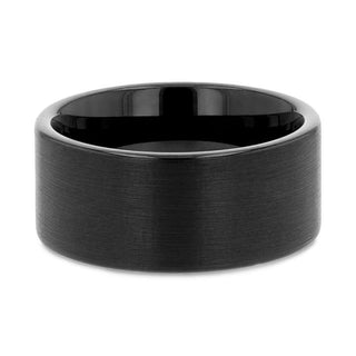 EL PASO Flat Style Black Tungsten Ring with Brushed Finish - 10mm - Thorsten Rings