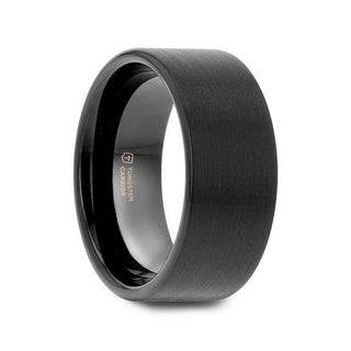 EL PASO Flat Style Black Tungsten Ring with Brushed Finish - 10mm - Thorsten Rings