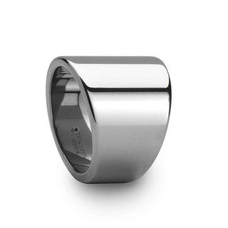 ATLANTA Flat Polished Finish Tungsten Ring with Asymmetrical Widths - 20mm - Thorsten Rings