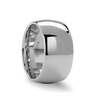 ATHERTON Domed Wide White Tungsten Wedding Band for Men - 12mm - Thorsten Rings