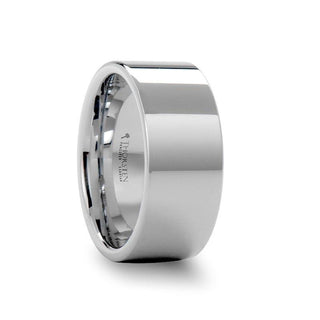 SHELTON Pipe Cut White Tungsten Carbide Ring with Polished Finish - 10mm - Thorsten Rings