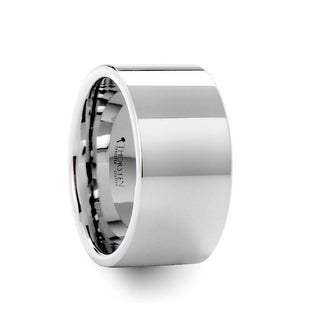 SUTTON Flat White Tungsten Wedding Band with Polished Finish - 12mm - Thorsten Rings