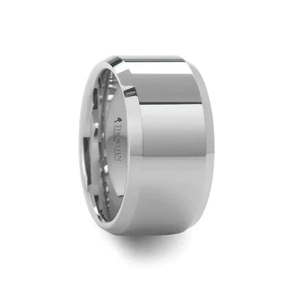 LICHFIELD White Tungsten Wedding Band with Beveled Edges and Polished Finish - 12mm - Thorsten Rings