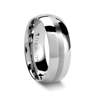 HENDERSON Domed White Tungsten Ring with Satin Stripe - 4mm - 10mm - Thorsten Rings