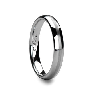 HENDERSON Domed White Tungsten Ring with Satin Stripe - 4mm - 10mm - Thorsten Rings